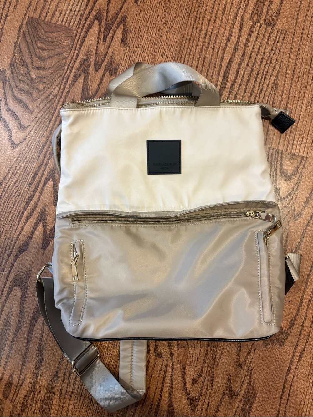 Cynthia Rowley Two-Tone Cream & Tan Backpack
